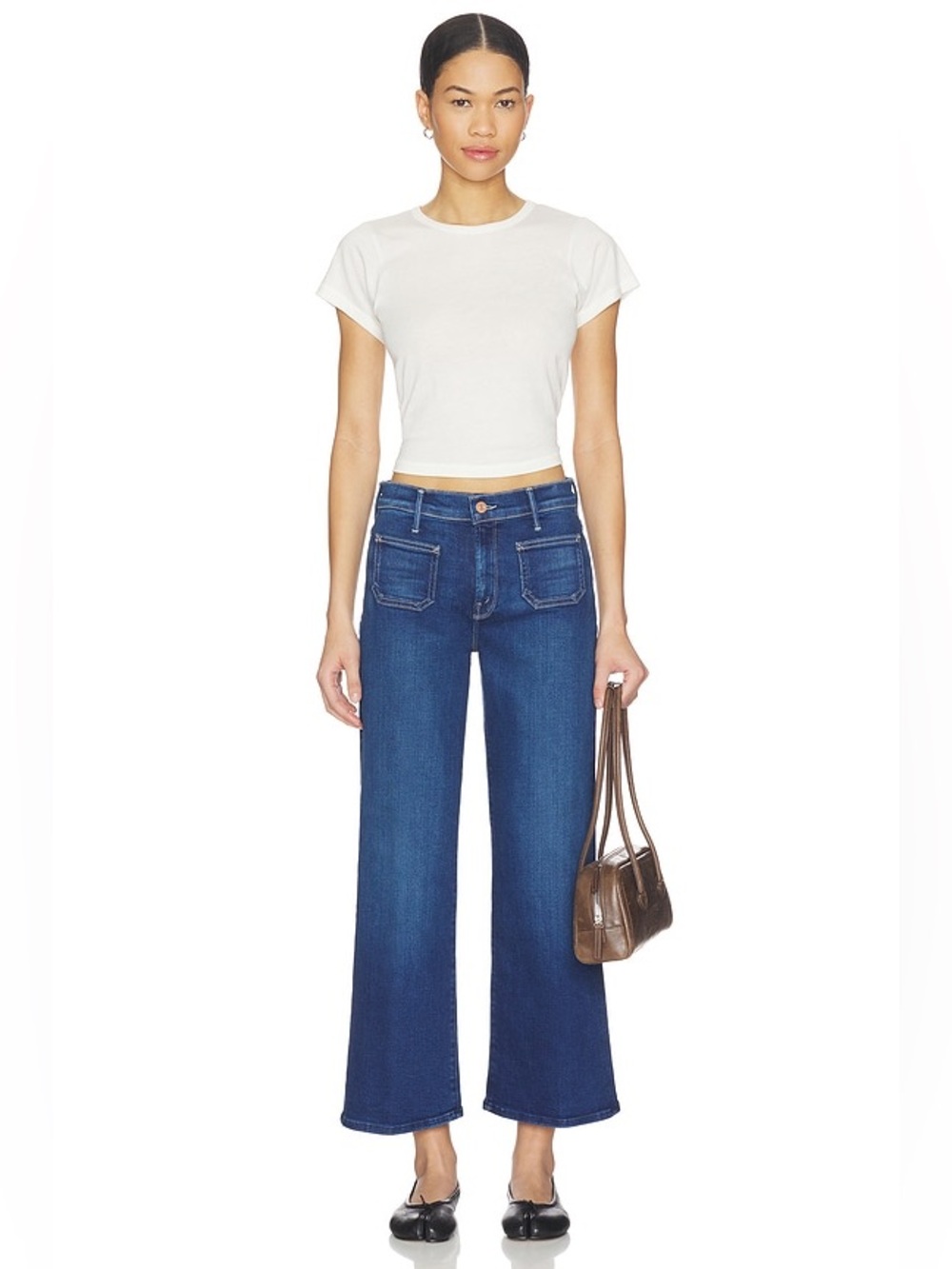 MOTHER The Mid Rise Maven Patch Pocket Wide Leg Jeans 27 Cocktail Hour